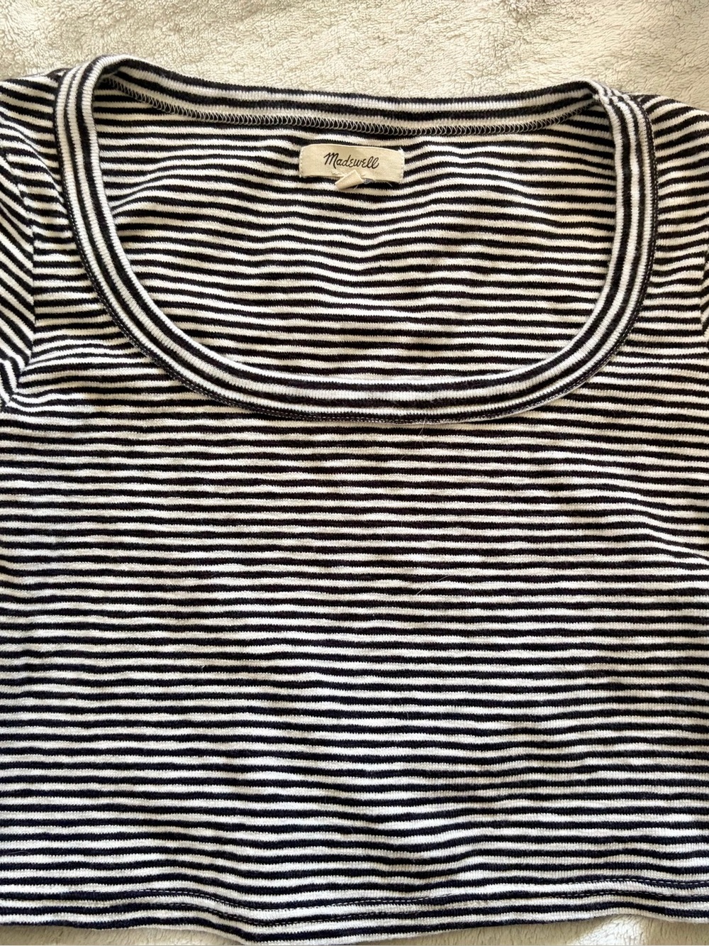 Madewell Black and White Striped Scoop-Neck Tee